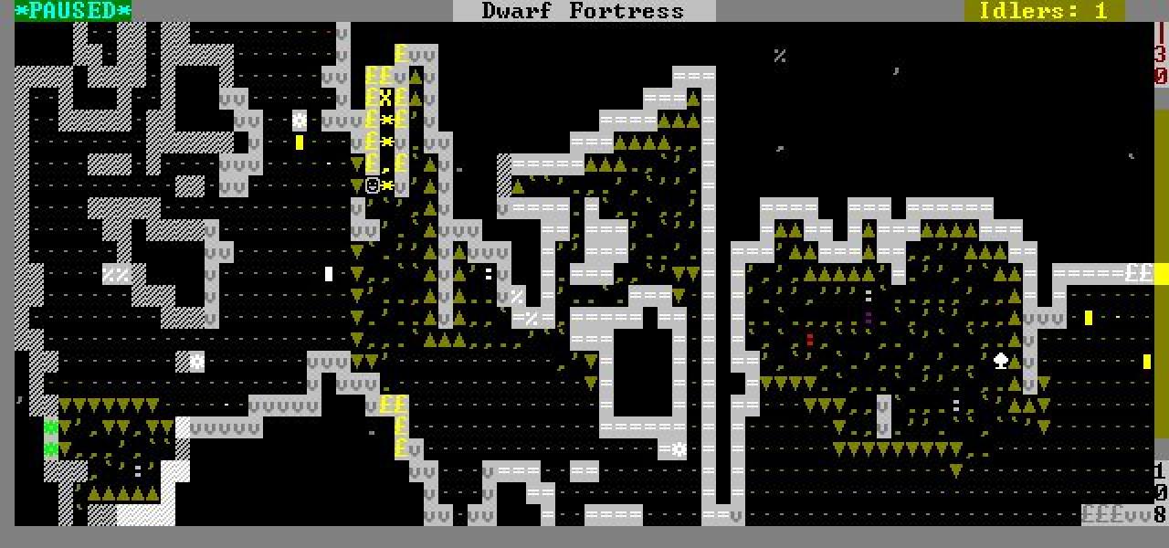 Die Spielgrafik von Dwarf Fortress besteht aus Symbolen. Diese lesen zu lernen, dauert eine Weile.