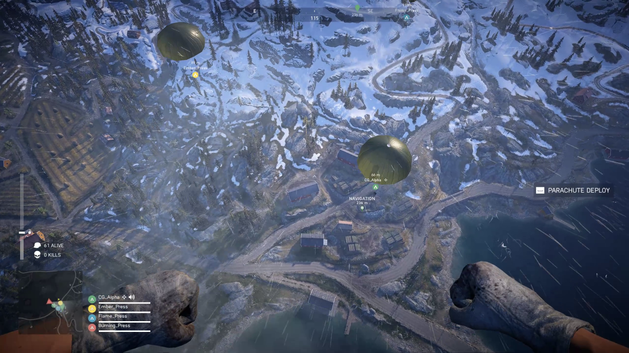 [18/03/2019] Wie in den anderen Battle-Royale-Shootern startet der Match mit einem Fallschirmsprung.