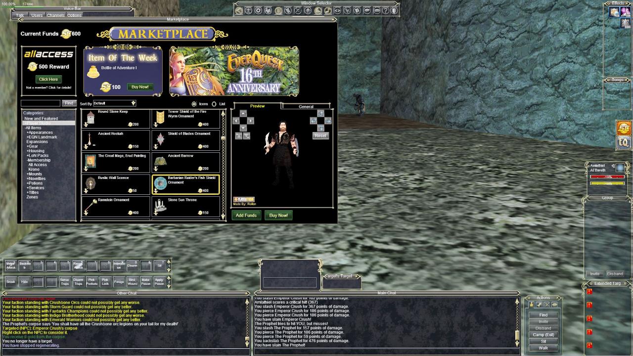 [14/03/2019] Seit der Free2Play-Umstellung verfügt auch Everquest über einen Item-Shop. Dort kauft ihr Starter-Ausrüstung, optische Spielereien oder Housing-Gegenstände genauso wie Charakter-Slots oder -Boosts.