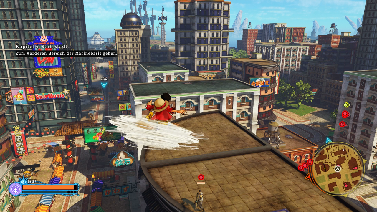 [21/03/2019] Die Fortbewegung mit Ruffy durch die Open-World gestaltet sich nach ein wenig Übung äußerst spaßig.