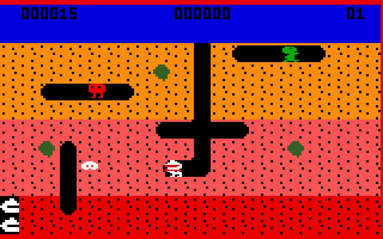 [19/03/2019] Besser spät als nie: Eine Umsetzung des Buddel-Hits Dig Dug erschien erst 1987 und damit fünf Jahre nach der Spielhallenversion von 1982. Das Intellivison hatte dort bereits acht Jahre auf dem Buckel.