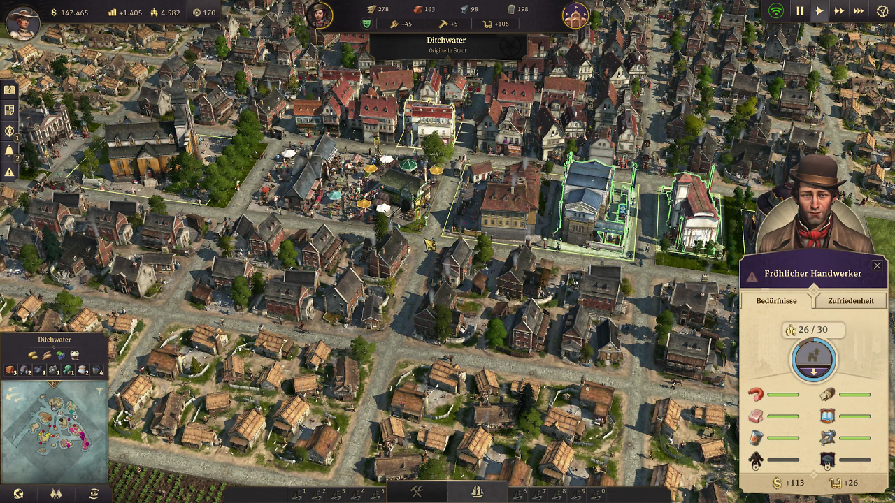 In Anno 1800 wurde unter anderem das Arbeitskräftesystem verfeinert.