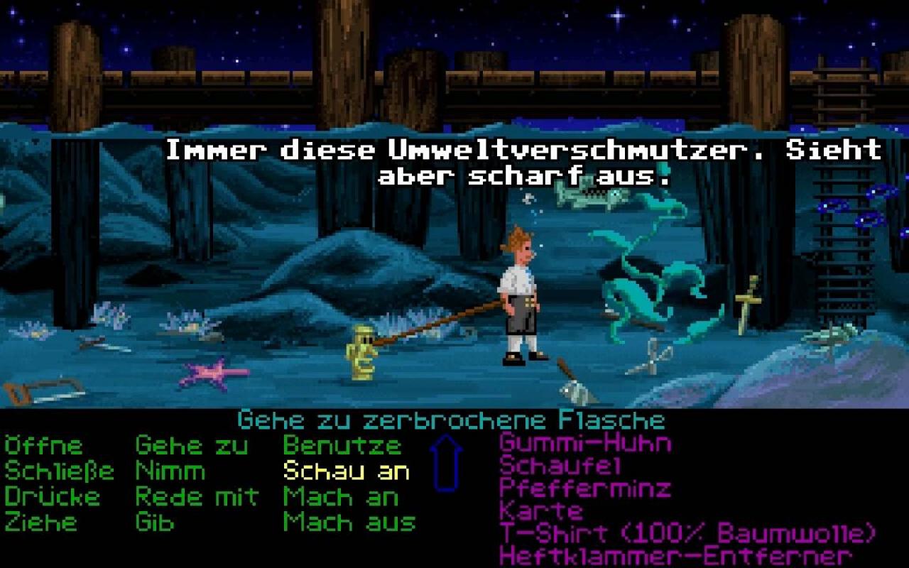 [17/04/2019] The Secret of Monkey Island (1990)Ron Gilberts legendäres Point'n'Click-Adventure erzählt die todwitzige Geschichte von Möchtegern-Pirat Guybrush Threepwood und hat neben fantastischen Rätseln mehr Charme in einem Pixel als so manches modernes Spiel in seiner Gesamtheit. Wer’s moderner mag, greift zur gelungenen Special Edition, die 1080p-Grafik, einen neuen Soundtrack, englische Sprachausgabe (mit deutschen Untertiteln) und eine überarbeitete Steuerung bietet. Teil 2 (1991) und 3 (1997) sind ebenfalls großartige Abenteuerspiele, Teil 4 fällt mit seiner 2,5D-Polygon-Optik und der hakeligen Steuerung hingegen spürbar ab. Telltale Games veröffentlichte zudem 2009 mit dem Quasi-Nachfolger Tales of Monkey Island ein in fünf Episoden unterteiltes 3D-Adventure, das aber nicht ganz an frühere Glanzzeiten anschließen konnte.