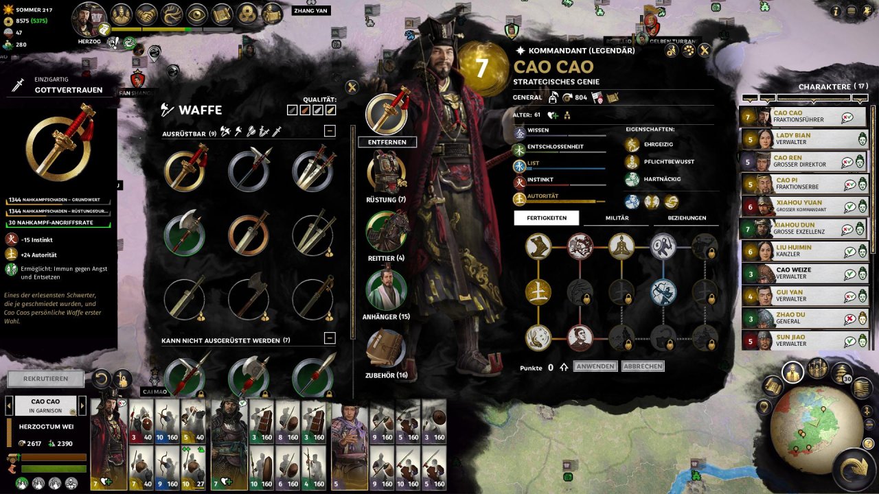 [16/05/2019] Wir können in Three Kingdoms die Anführer mit speziellen Waffen und Rüstungen ausstatten. Viele der daraus resultierenden Boni kommen aber nur im 