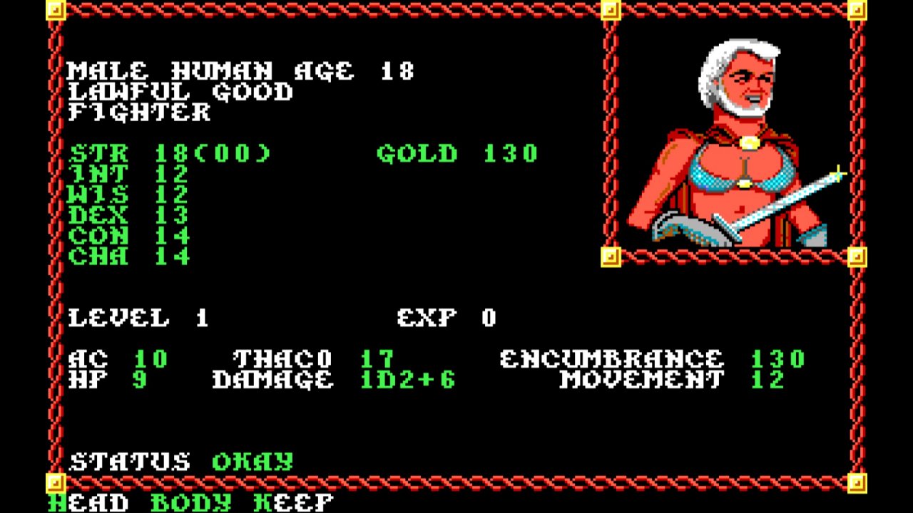 [16/08/2019] Bevor euer Abenteuer in Pool of Radiance startet, erstellt ihr eine sechsköpfige Heldengruppe und würfelt eure Startwerte aus. Sogar Transgender-Charaktere waren anno 1988 schon möglich. Achtet vor allem auf gute AC- und HP-Zahlen, die übrigen Werte dürft ihr auch nachtäglich per Hand modifizieren.