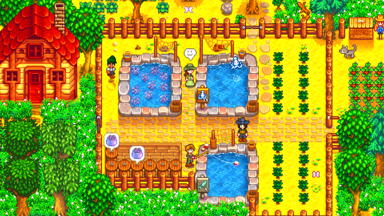 Mehrere Spieler auf dem Bauernhof von Stardew Valley