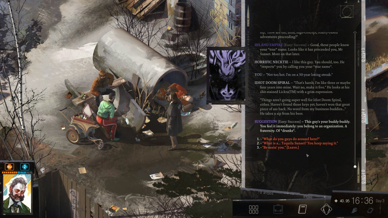 [08/11/2019] Disco Elysium trumpft mit Dialogen auf, die wir selten auf diesem Niveau gesehen haben. Jede Unterhaltung macht Spaß und erweckt den Wunsch nach mehr.
