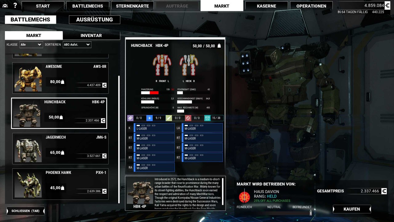 [10/12/2019] Mechwarrior 5: Mercenaries - Lass uns shoppen gehen. Auf diversen Industrieplaneten könnt ihr wertvolle Ausrüstung und Mechs kaufen. Und wer es mit dem Gesetz nicht so genau nimmt, der sucht sich einfach eine Siedlung mit Schwarzmarkt.