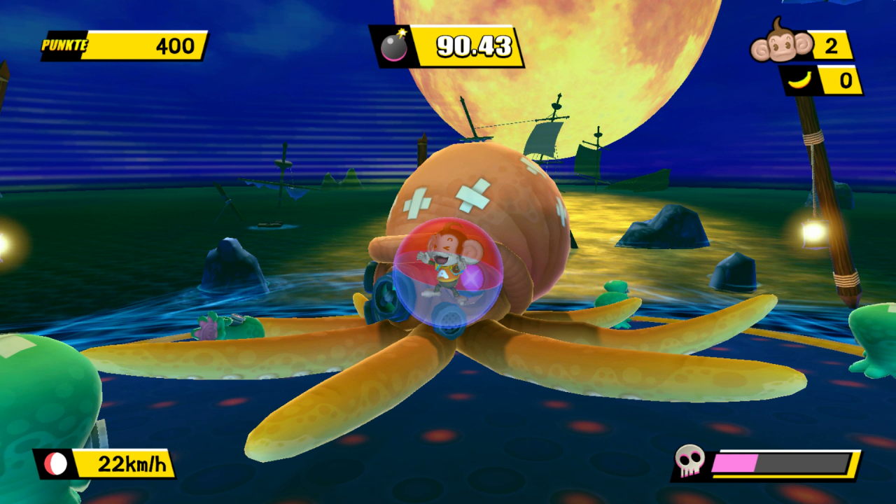 [04/12/2019] Boss-Alarm: In Banana Blitz HD gibt es, anders als in den Vorgängern, auch fiese Endgegner. Leider bringen die Bosskämpfe euren Affenball zum Stehen. Schade. &nbsp;