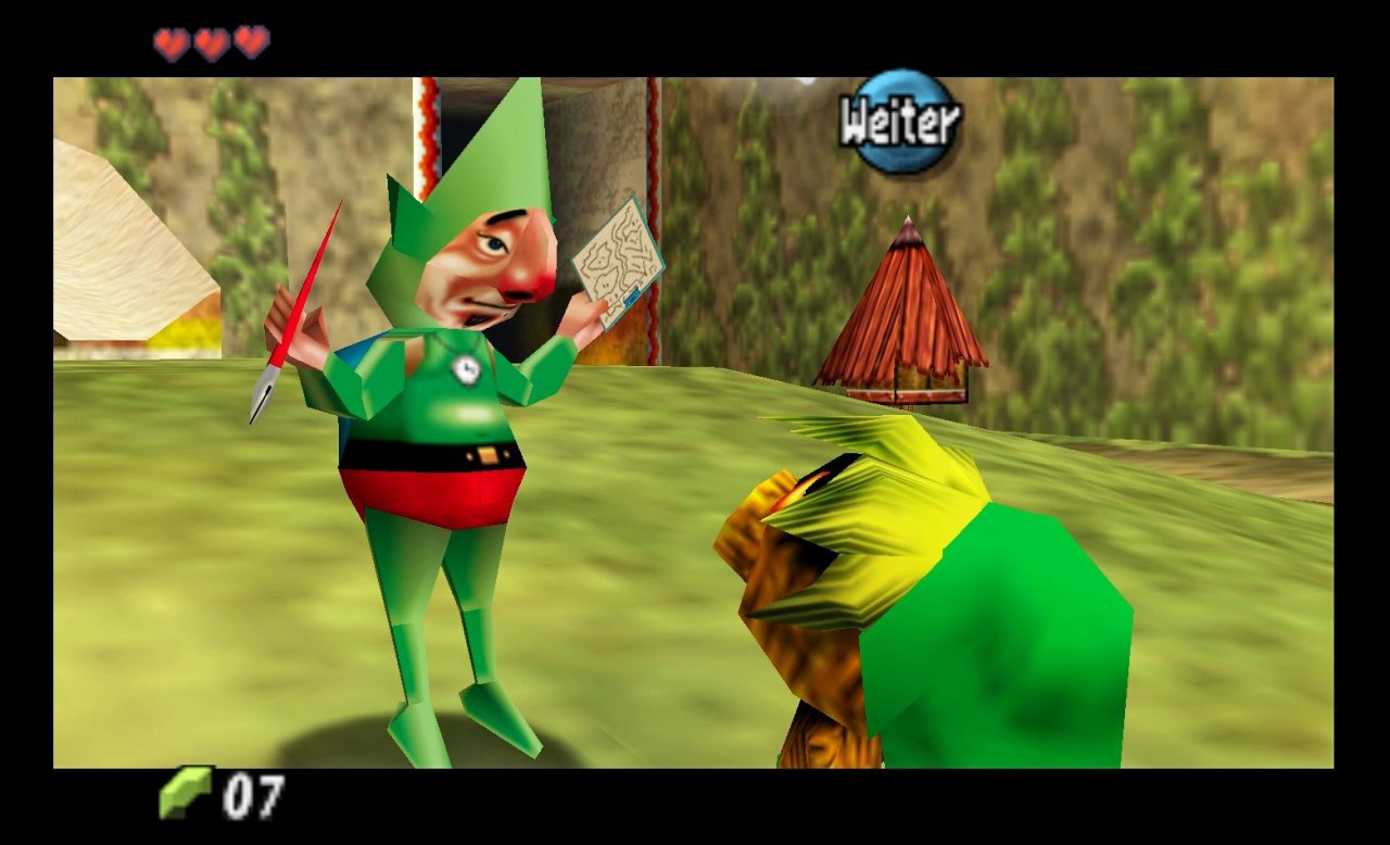 [12/03/2020] Majora’s Mask ist schuld an dem Schrecken, der sich Tingle nennt und fester Bestandteil der Zelda-Welt ist. Bei seinem ersten Auftritt verkauft er uns Übersichtskarten.
