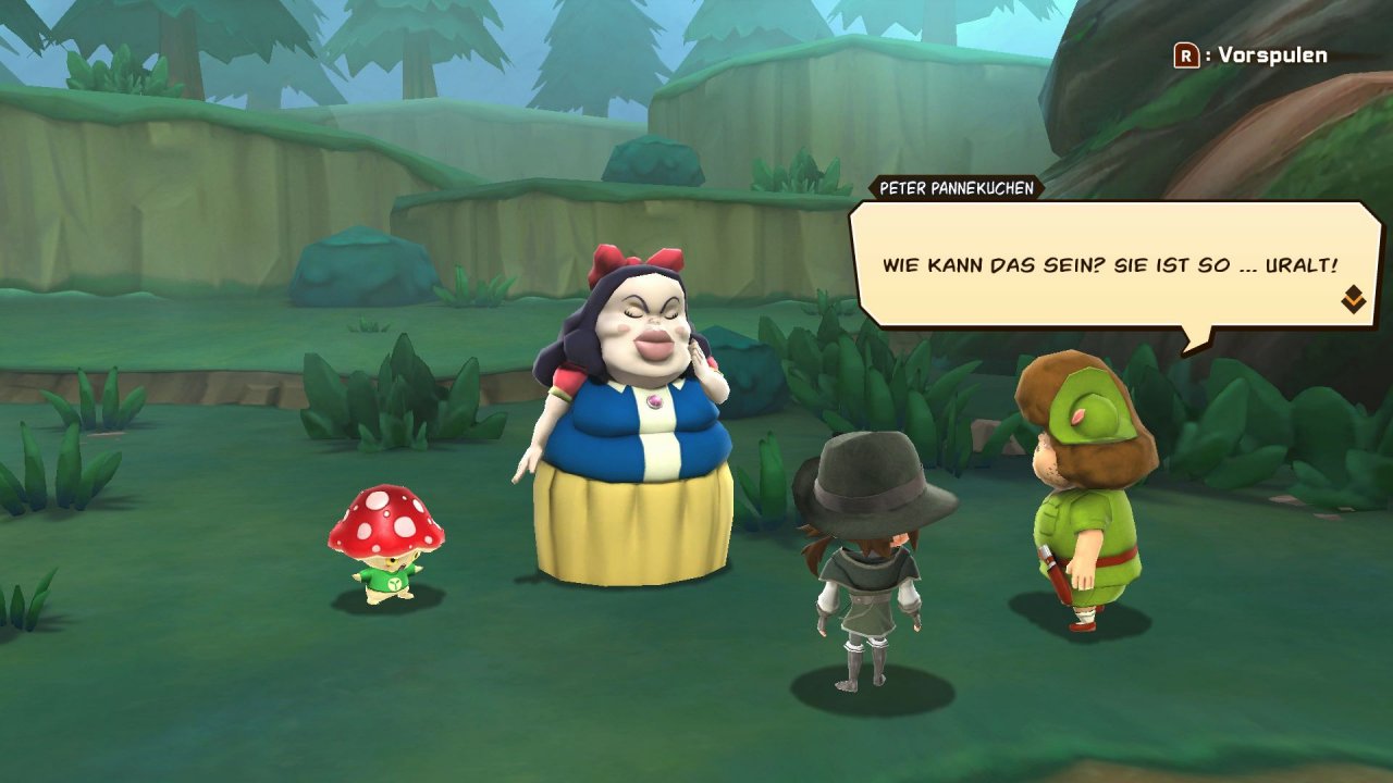 [05/03/2020] Die Bewohner der Spielwelt sind der dicke Pluspunkt von Snack World. Wie zum Beispiel ein enttäuschter Peter-Pan-Verschnitt, der auf Schneewittchen trifft.&nbsp;