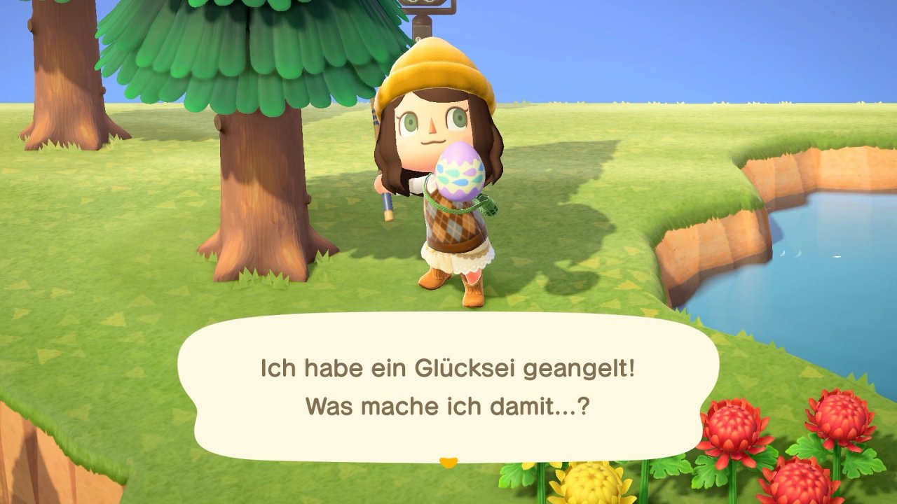 In der Zeit des Häschentag-Events findet ihr überall Glückseier, etwa beim Angeln.