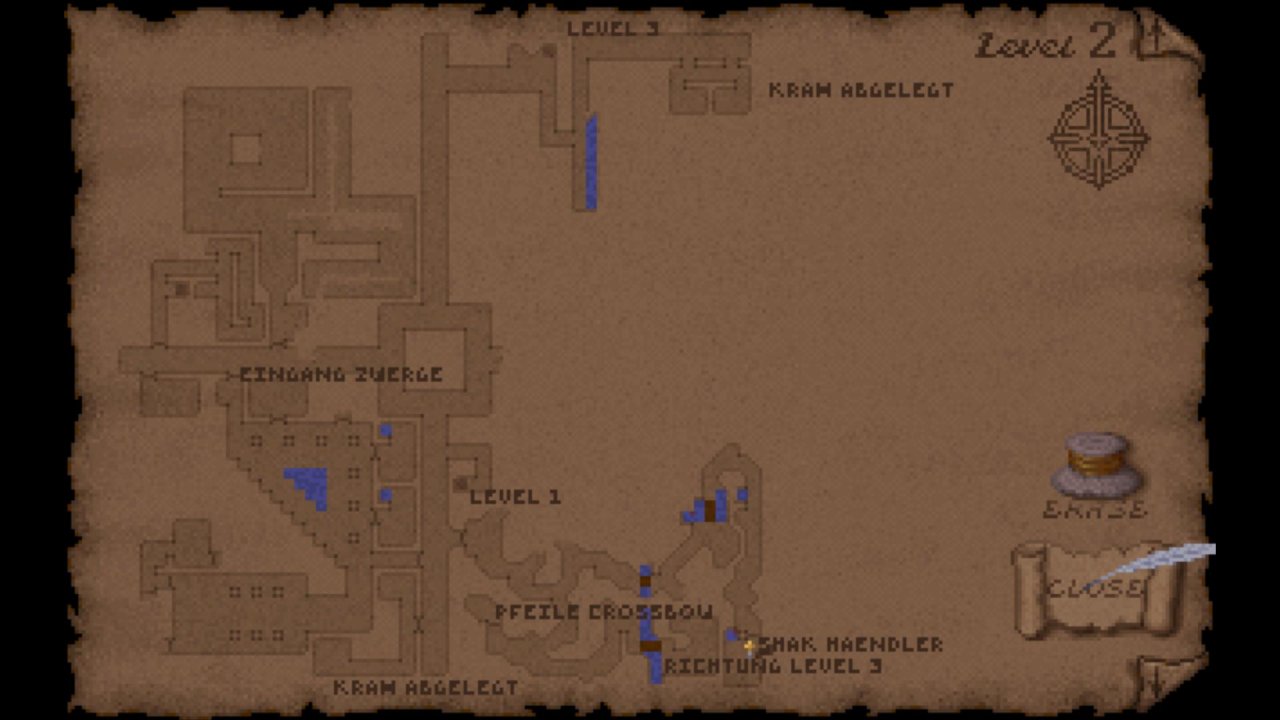 [30/04/2020] Die Automap von Ultima Underworld ist auch nach 28 Jahren ein Traum: Sie zeichnet akribisch alles mit, was ihr bereits erforscht habt. Zudem dürft ihr jederzeit eigene Notizen machen. &nbsp;
