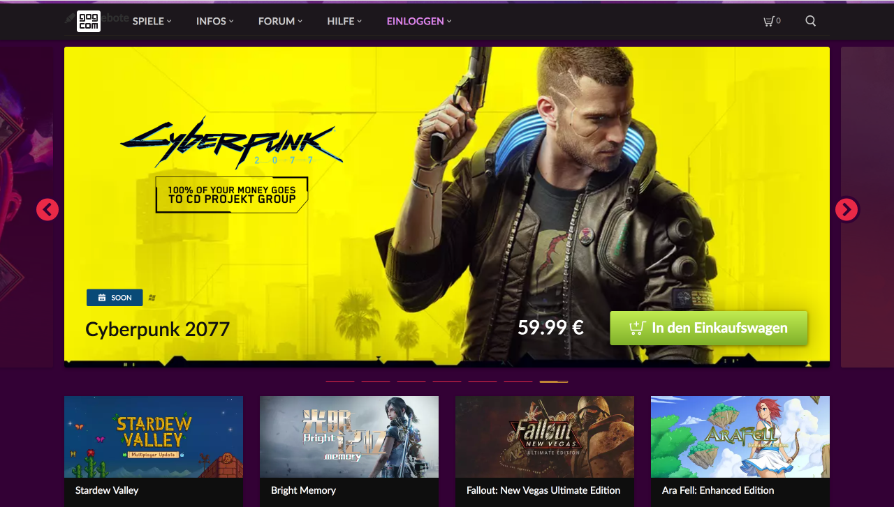 [02/04/2020] Die DRM-freie Download-Plattform GOG (Abkürzung für Good Old Games) wurde 2008 gestartet und ist das zweite große Standbein von CD Projekt. Neben aktuellen Veröffentlichungen finden Fans hier haufenweise Retrospiele, die für moderne Systeme optimiert wurden.