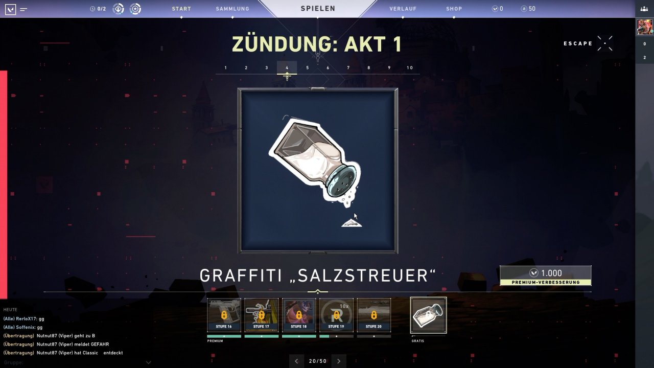 [09/06/2020] Salty? Alle 5 Level gibt es auch mal was umsonst. Hier zum Beispiel ein gesalzenes Graffiti.&nbsp;