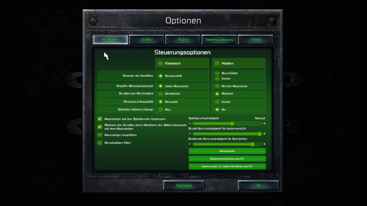 [05/06/2020] Im Optionsmenü könnt ihr moderne Komfortfeatures auf Wunsch abschalten.