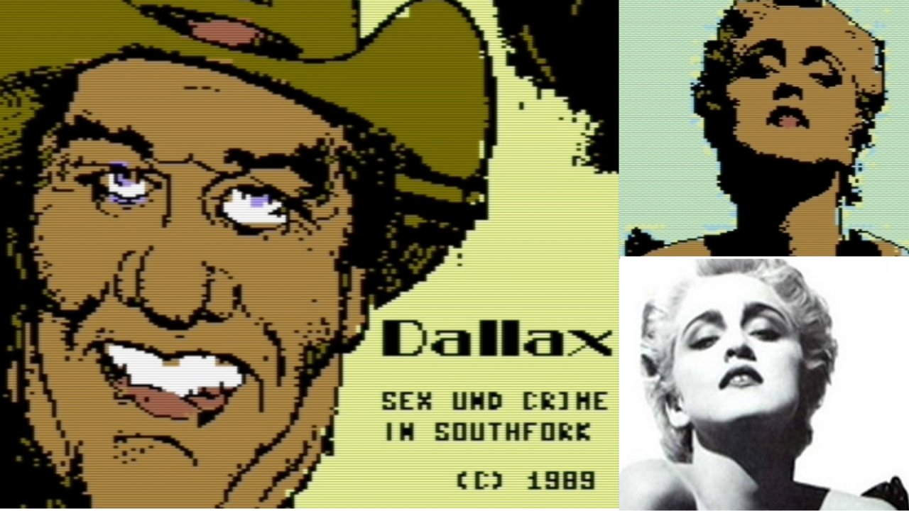 [16/07/2020] Dallax (1989): Mit lästigen Copyright- und Lizenzfragen hielt sich die Firma A&S Software wohl nicht auf. Rechts eine beischlafwillige Dame im Spiel, darunter Madonna.&nbsp; (Bild: C64)