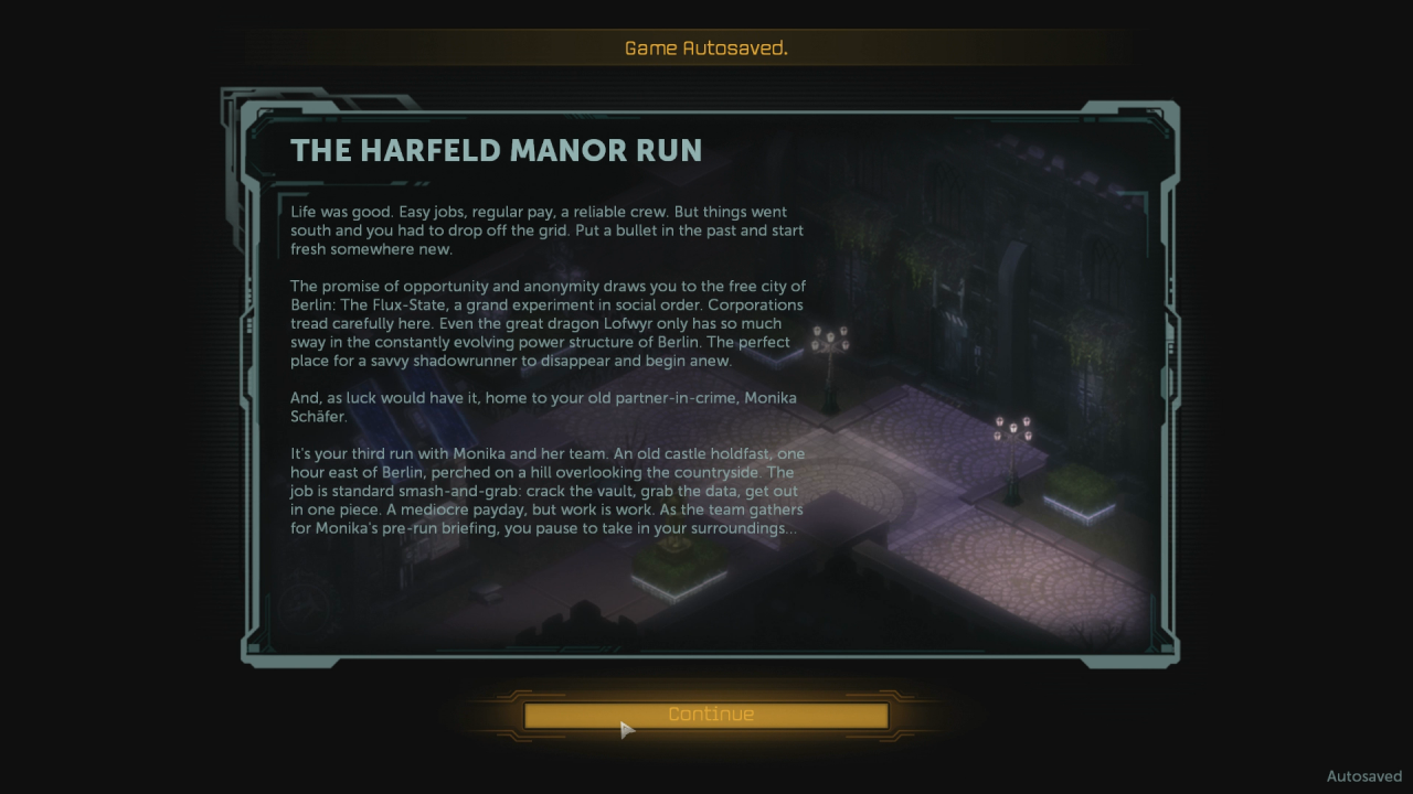 [29/07/2020] Unser Abenteuer durch Shadowrun Dragonfall beginnt mit dem Run auf die Harfeld Manor.