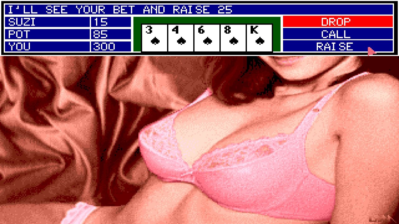 [16/07/2020] Strip Poker: A Sizzling Game of Chance 2 (1988):&nbsp; Für ihre Entscheidung, die Karten oben zu platzieren, verdienen die Entwickler endlos Lob. Was für eine innovative Idee! (Bild: Amiga)