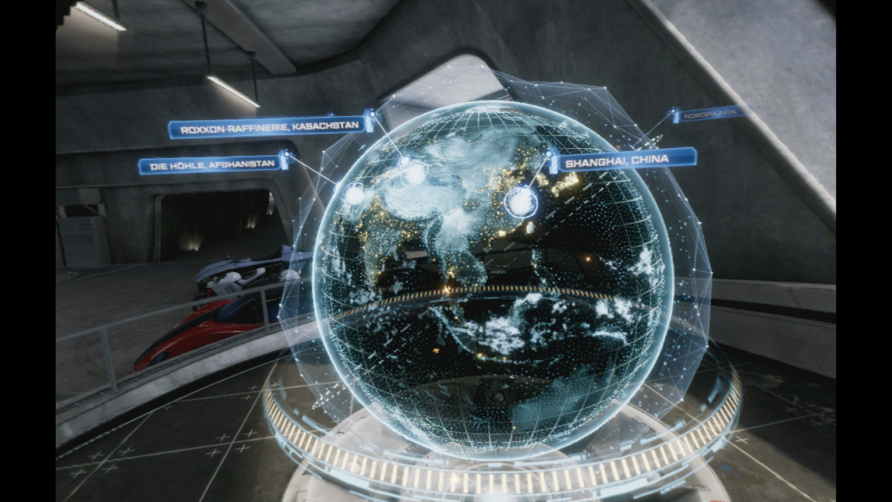 [07/07/2020] Am holografischen Globus können wir unseren nächsten Missionspunkt und Nebenaufgaben auswählen.