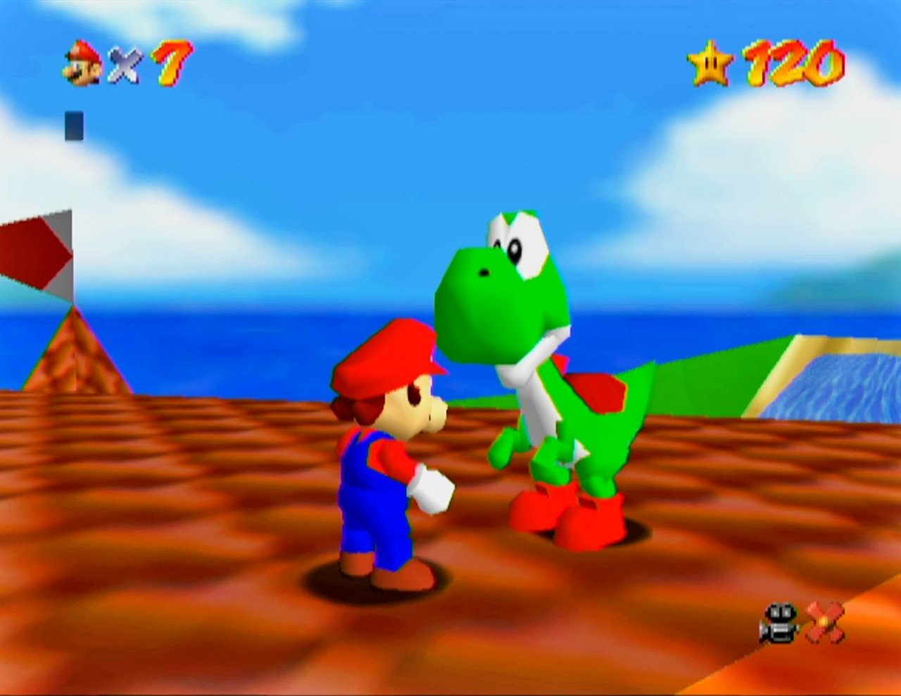 Mario und Yoshi in Super Mario 64
