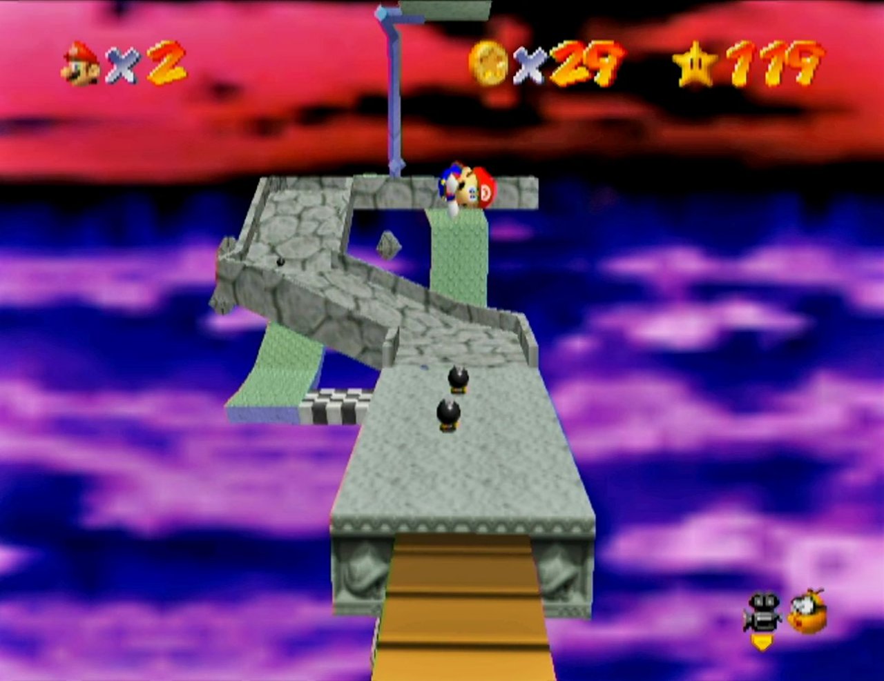 [10/09/2020] Die linearen Levels, die auf dem Weg zu den drei Auseinandersetzungen mit Fiesling Bowser zu bewältigen sind, sind ein Überbleibsel aus der frühen Entwicklungszeit.