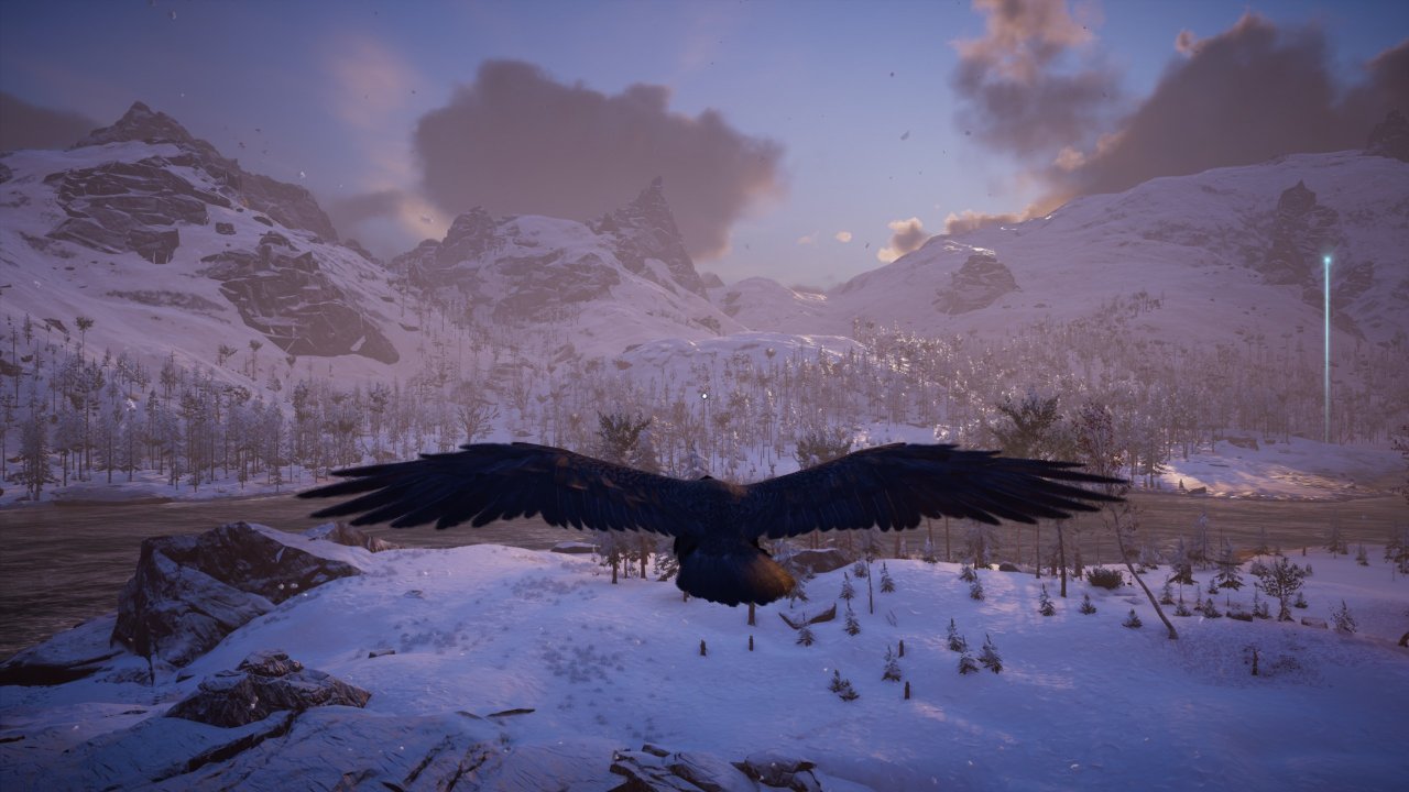 [12/11/2020] Beim Auflklärungsflug mit dem begleitenden Raben zeigt sich die Sichtweite von Assassin's Creed: Valhalla