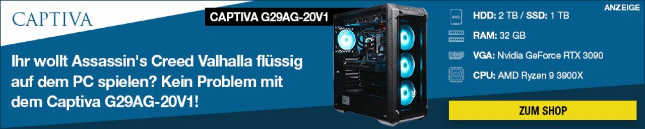 [11/11/2020] Ihr wollt Assassin's Creed Valhalla flüssig auf dem PC spielen? Kein Problem mit dem Captiva G29AG-20V1! &nbsp;
