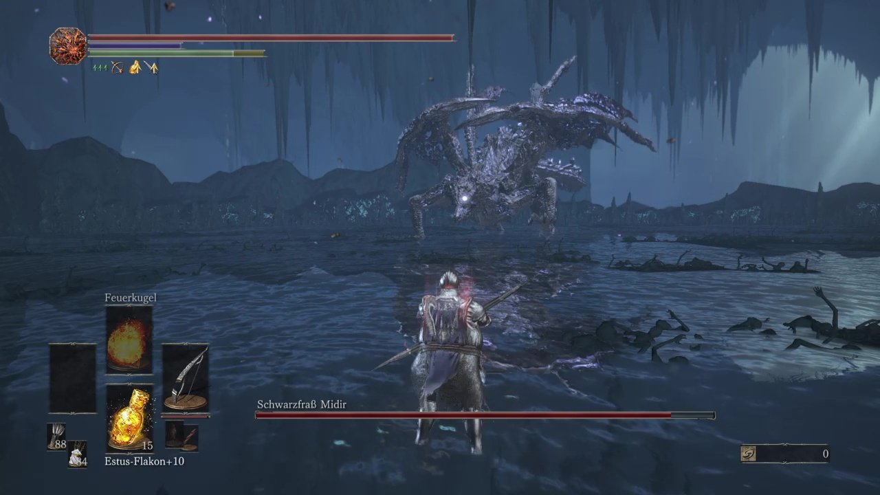 [27/11/2020] Schwarzfraß Midir wurde von den Zuschauern des YouTube-Kanals „theDeModcracy“ zum härtesten Endgegner von Dark Souls 3 gekürt, obwohl er nur für Besitzer des DLCs The Ringed City zugänglich war.
