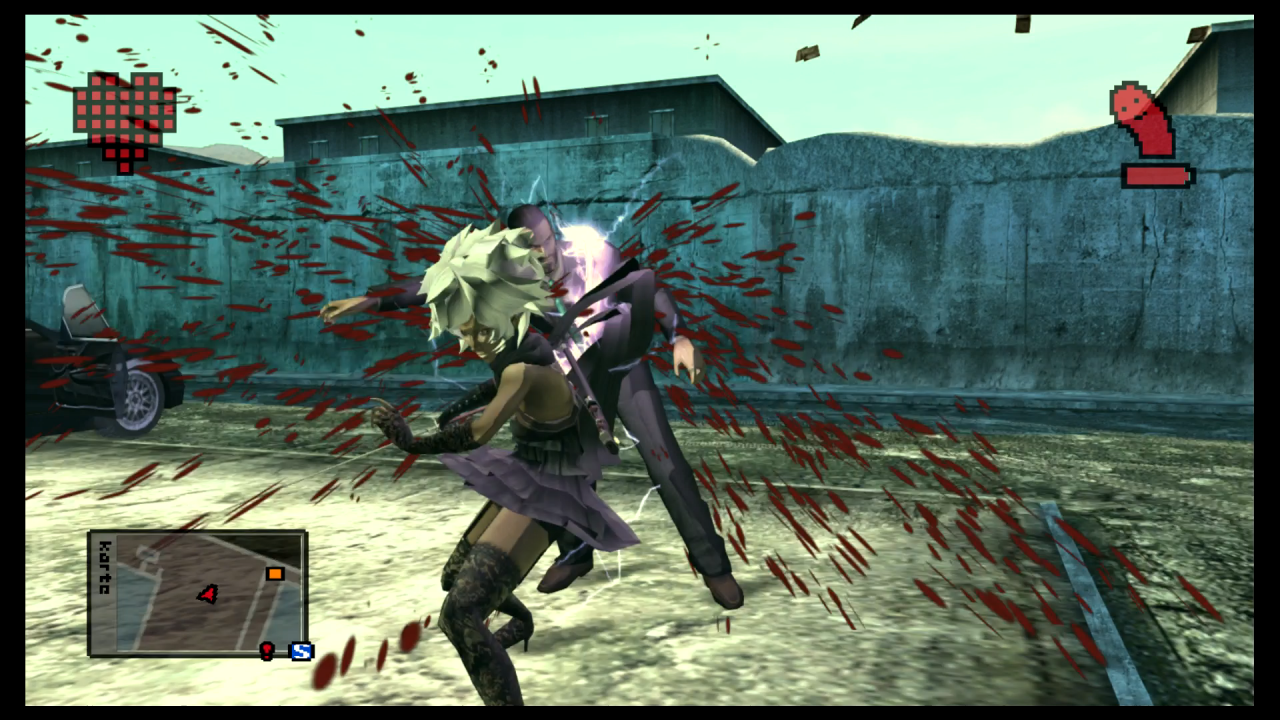 [02/12/2020] Shinobu, die im ersten Ableger noch ein Boss war, ist ebenfalls spielbar. Sie kann im Gegensatz zu Travis springen, sonst spielt sie sich genauso wie er.