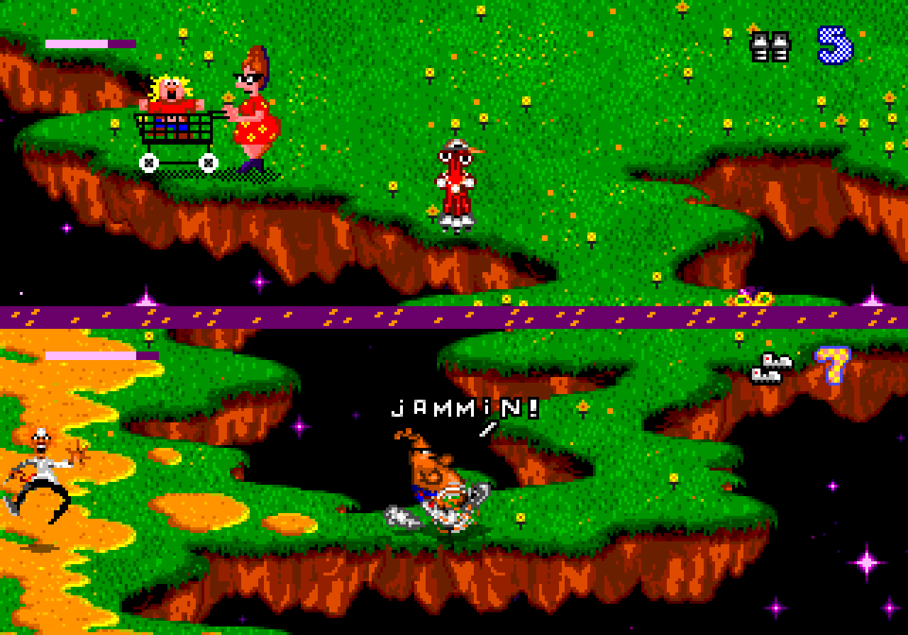 [31/03/2021] Segas ToeJam & Earl punktet 1991 mit einem innovativen Splitscreen-Modus, der sich immer nur dann zuschaltet, wenn sich die Helden zu weit voneinander entfernen.