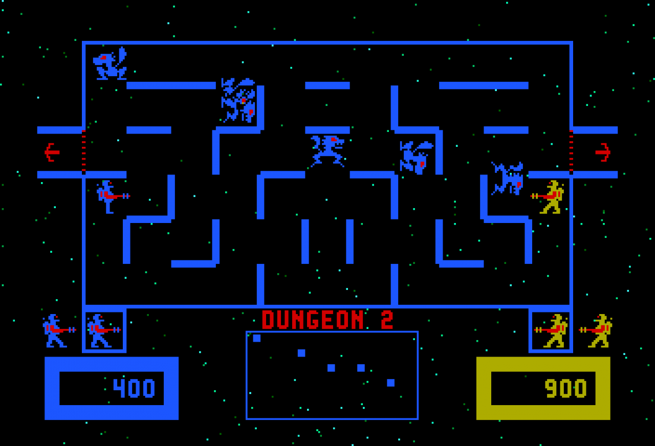 [31/03/2021] Schon in Midways Arcade-Automaten Wizard of Wor aus dem Jahr 1980 mussten sich zwei Spieler in labyrinthartigen, einen Bildschirm großen Levels als Team gegen immer neue Gegnerhorden behaupten.