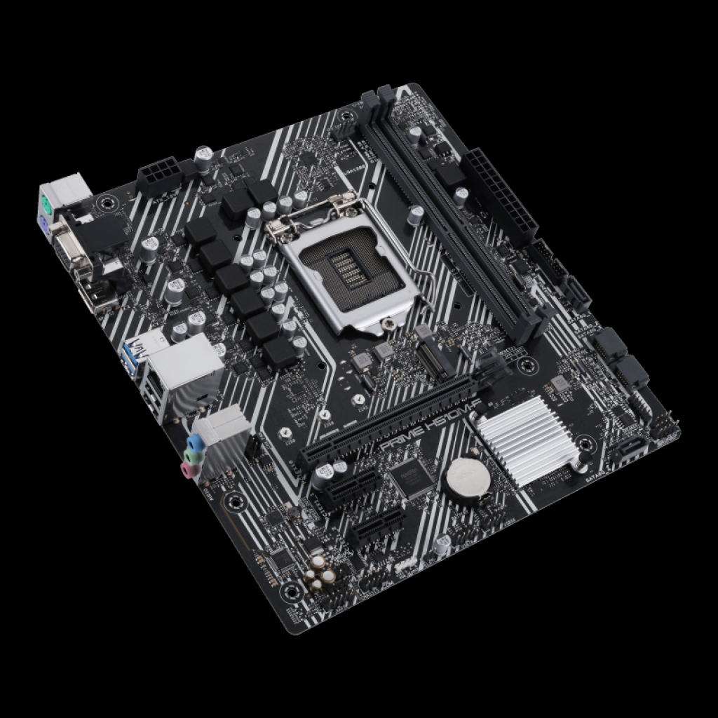 [09/04/2021] Asus Prime H510M-E (Intel 1200) - der Sockel ist hier der metallfarbend umrahmte Bereich nahe der Mitte.