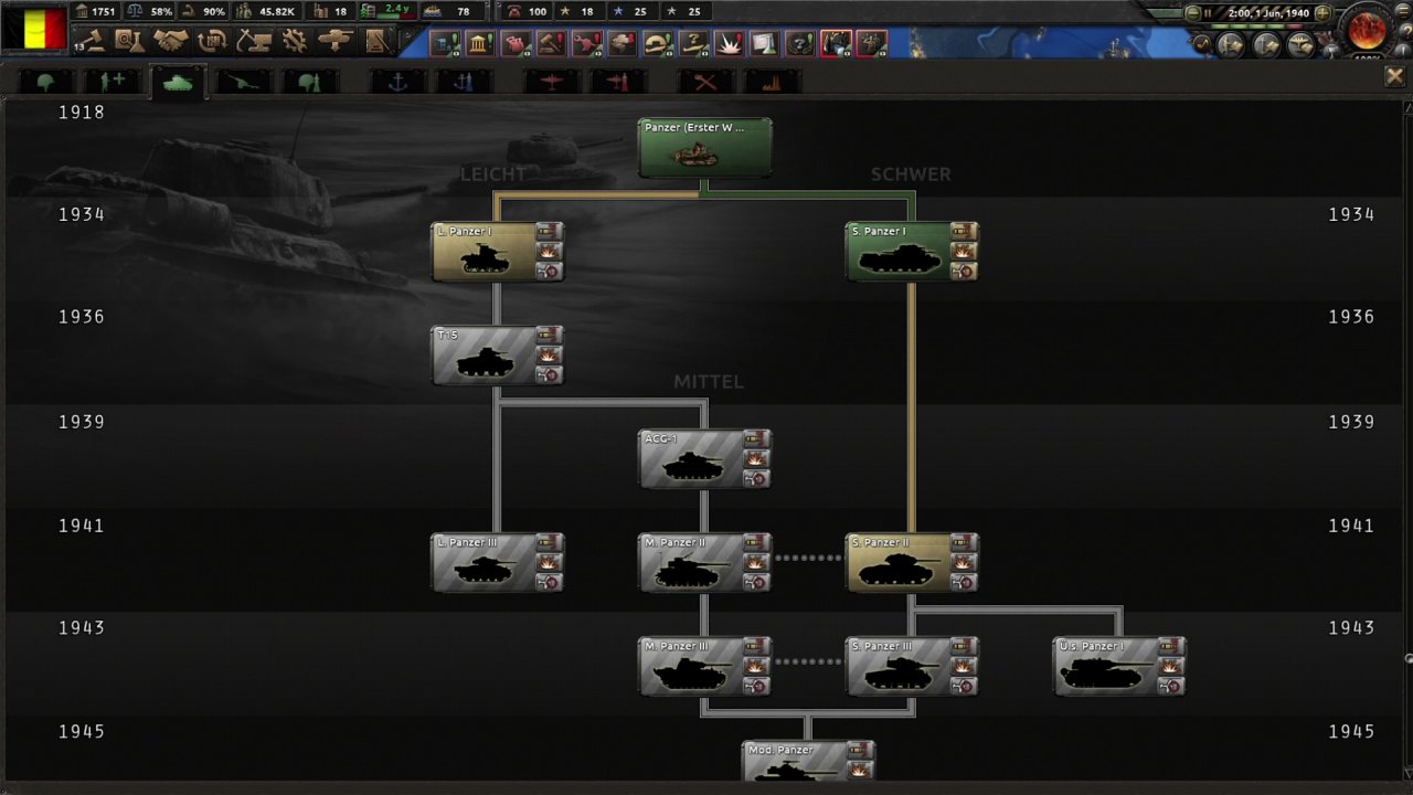 [28/04/2021] Mit Hearts of Iron 4 gestaltete Entwicklr Paradox Interactive die Technologiebäume endlich schön übersichtlich und sauber sortiert. &nbsp; (1)