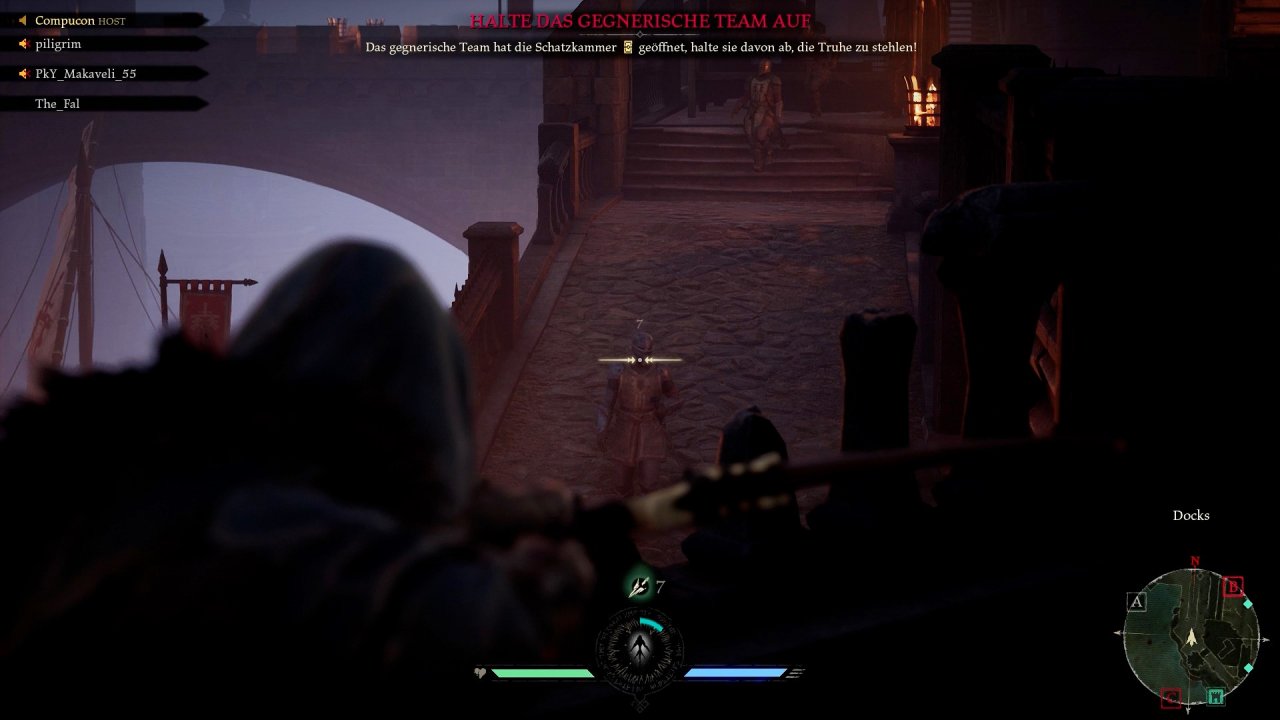 [12/05/2021] Beim Zielen mit Pfeil und Bogen sind PC-Spieler natürlich im Vorteil. Wer sich daran stört, kann Crossplay aber auch einfach ausschalten.