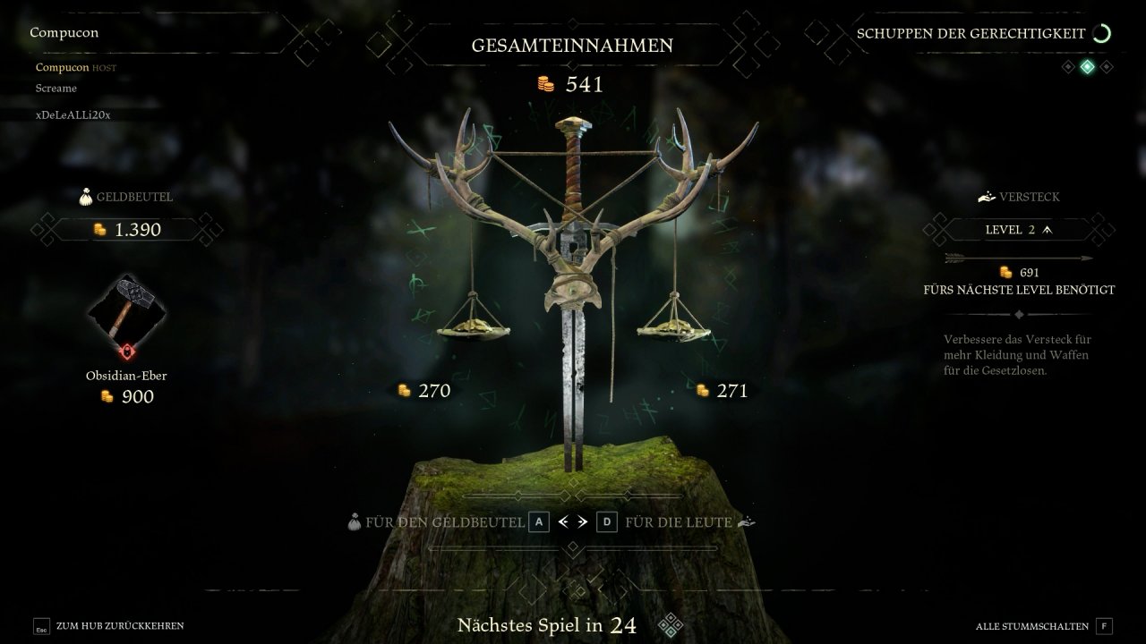 [12/05/2021] Großzügigkeit wird in Hood: Outlaws & Legends nicht wirklich belohnt. Wer Gold an das Volk abdrückt, bekommt dafür lediglich ein paar Skins.