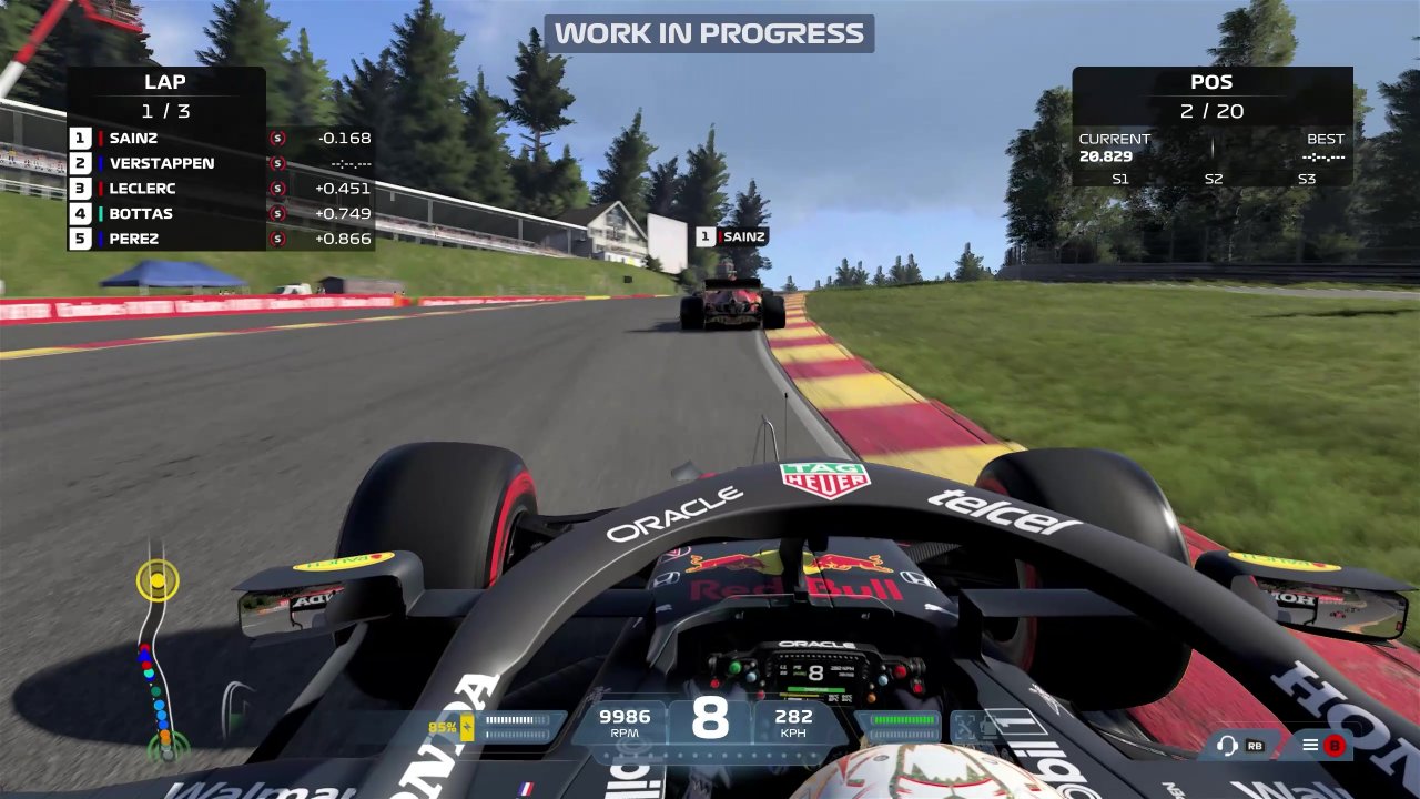 [01/06/2021] Übersichtlich und hübsch: Die neue Benutzeroberfläche präsentiert die vielen wichtigen Infos rund um den F1-Wagen und die Strategiemöglichkeiten besser als je zuvor.