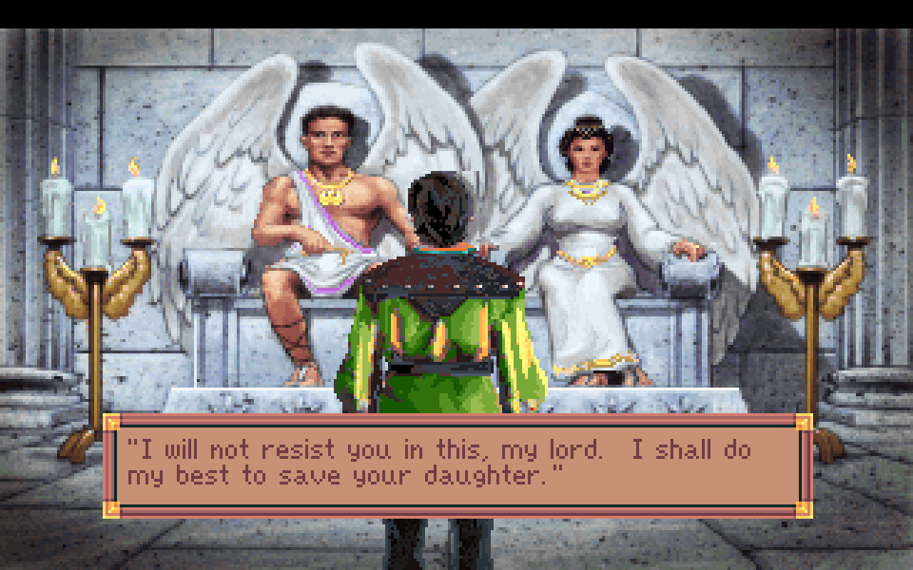 [25/06/2021] Eine der technischen Innovationen in King’s Quest VI: Heir Today, Gone Tomorrow (1992) ist Lippensynchronität innerhalb der Dialoge. Die Amiga-Umsetzung übernimmt Revolution Software, die später eigene Adventure-Hits wie Baphomets Flucht erschaffen. &nbsp;
