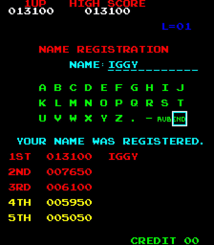 [29/07/2021] Der Triumph jedes Arcade-Freundes: Nach einer besonders erfolgreichen Partie trägt man seinen Namen in die Highscore-Liste ein. Die Namen bleiben so lange bestehen, bis andere besser sind und so den Namen aus der Liste verdrängen.