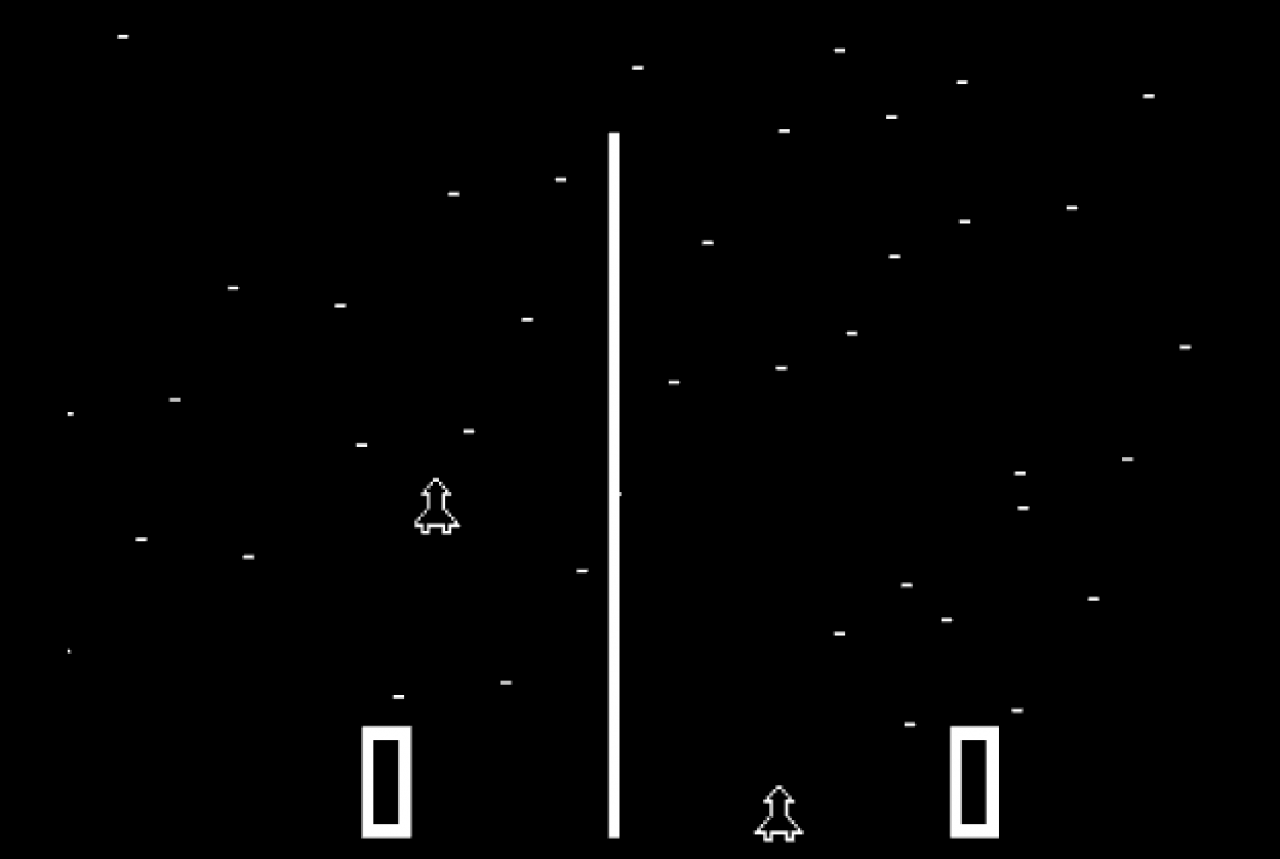 [20/08/2021] Wer schafft es am häufigsten durchs Asteroidenfeld? Im Atari-Arcade-Automaten Space Race von 1973 rasen zwei Raumschiffe um die Wette.