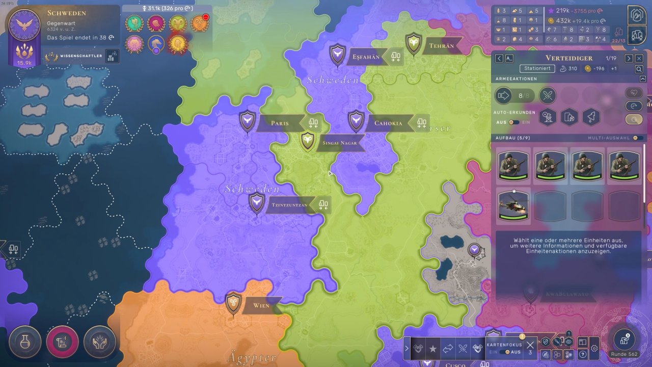 [16/08/2021] Anders als in Civ ist die Zufallskarte in feste Gebiete unterteilt. Grenzen lassen sich nicht ändern.