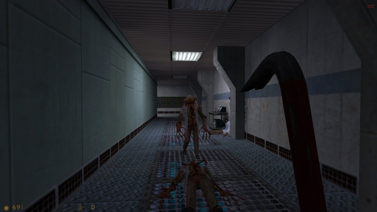 [13/08/2021] Half-Life setzt etwa im Gegensatz zu Doom auf dezente Gruselatmosphäre und Spannung. Gordon Freeman findet die erste Schusswaffe erst nach 20 Minuten. Zuvor kämpft er sich mit dem ikonischen Brecheisen durch.