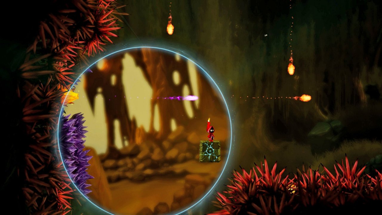 [28/09/2021] Platforming ist ein wichtiger Bestandteil von Unbound. Hier müssen wir den schwebenden Stein mithilfe des Portals ans Ziel lenken.