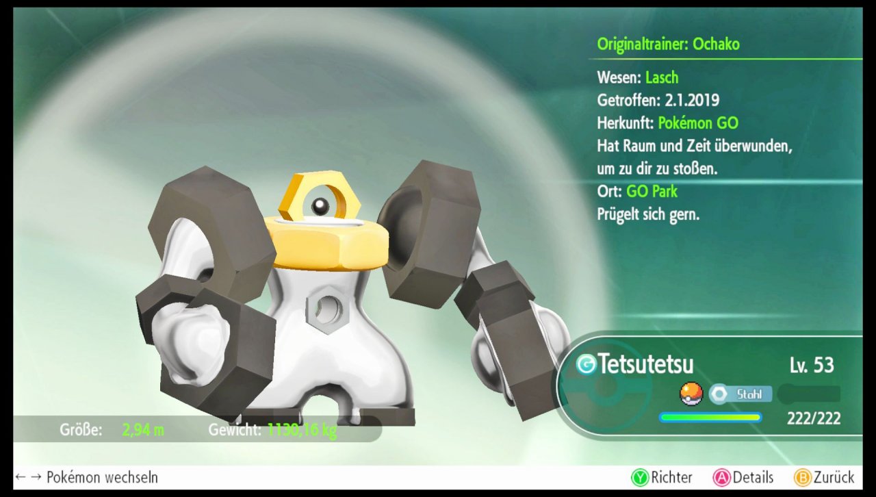 [27/10/2021] Auch das Pokémon-Go-exklusive Taschenmonster Melmetal ist nach Kanto übertragbar. Mit 400 Meltan-Bonbons ist die Entwicklung aber ganz schön aufwendig.