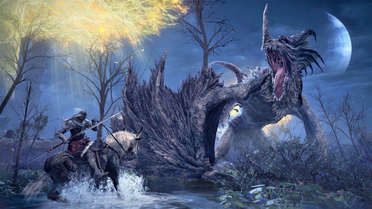 Der Spielercharakter reitet auf Sturmwind auf einen Drachen zu