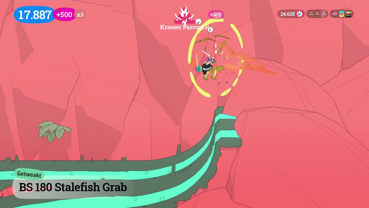 [17/01/2022] OlliOlli World hat durchaus ein großes Move-Set. Nach und nach werden einem neue Mechaniken beigebracht und die Steuerung ist punktgenau.