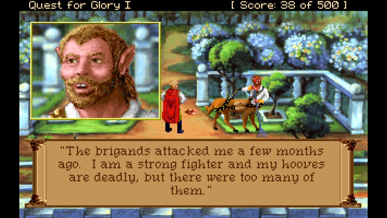 [05/01/2022] So manche Kreatur wie dieser Zentaur erinnert stark an die King's-Quest-Serie, mit der Sierra Entertainment berühmt geworden ist. (VGA-Version)
