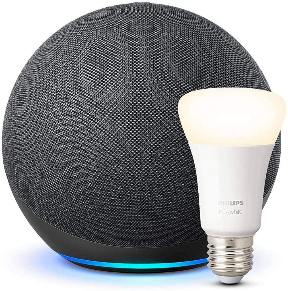 [09/02/2022] Echo (4. Generation) für 79,99€ statt 99,99€ - und die Philips Hue Lampe E27 kriegt man gratis dazu!