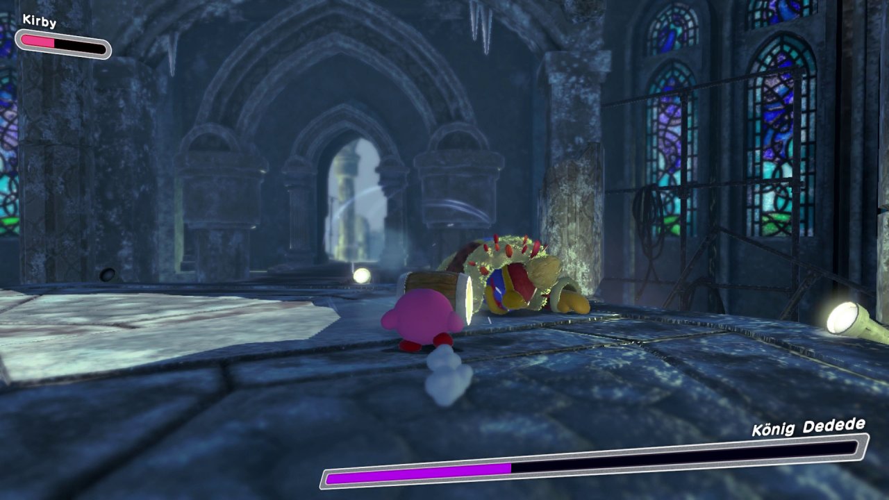 [25/03/2022] Kirby und das vergessene Land: Auftritt des Bestienkönigs: Verschlucke König Dededes Hammer.