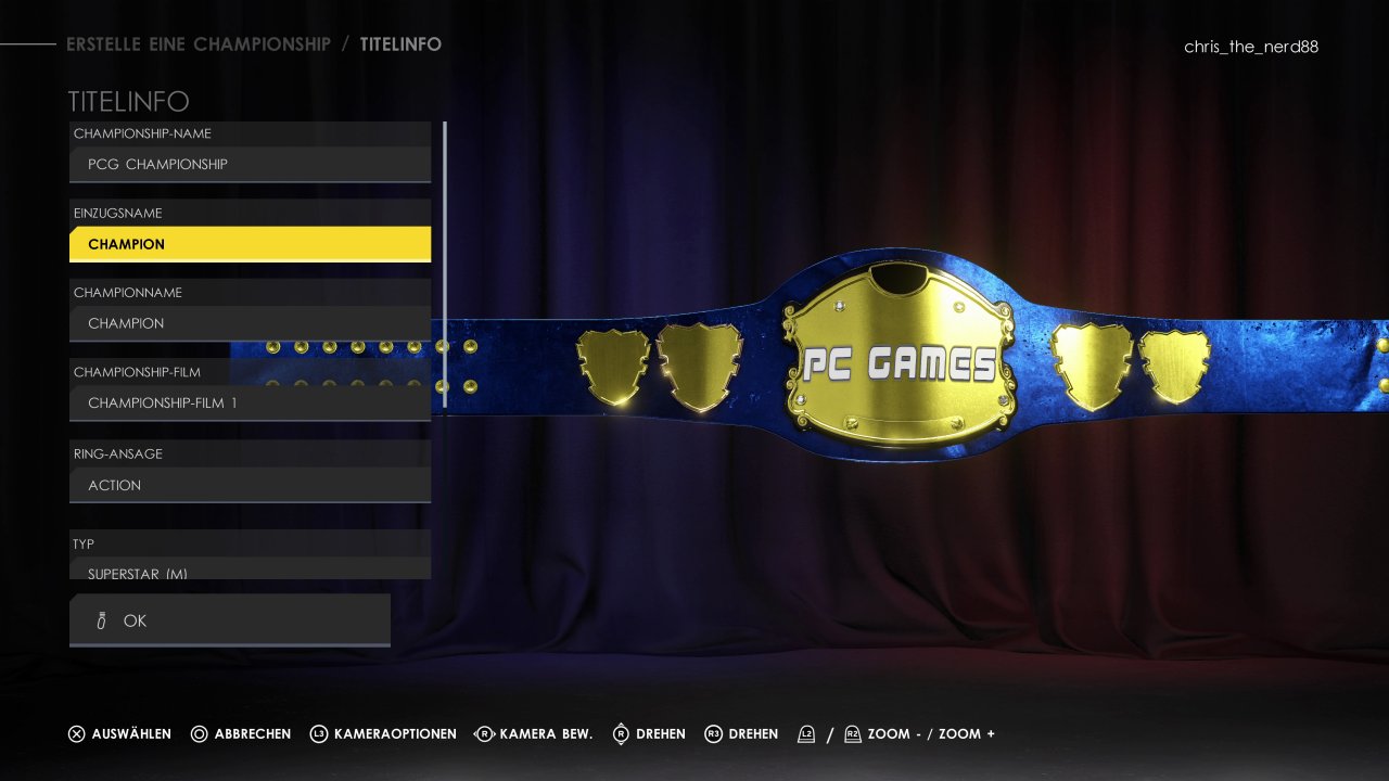 [11/03/2022] In der Creation Suite darf man Wrestler, Arenen, Shows, Move-Sets und Titelgürtel erstellen und für die Community hochladen.